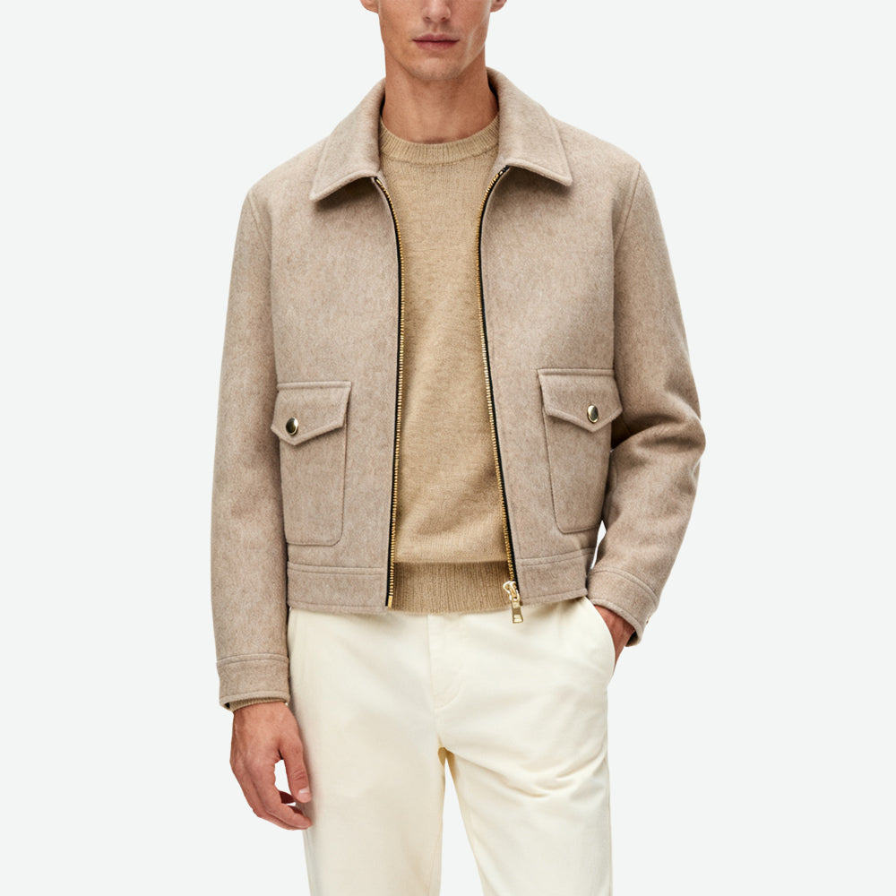 Metal-Button Pocket Lapel Men's Light Luxury Fashionable Outerwear