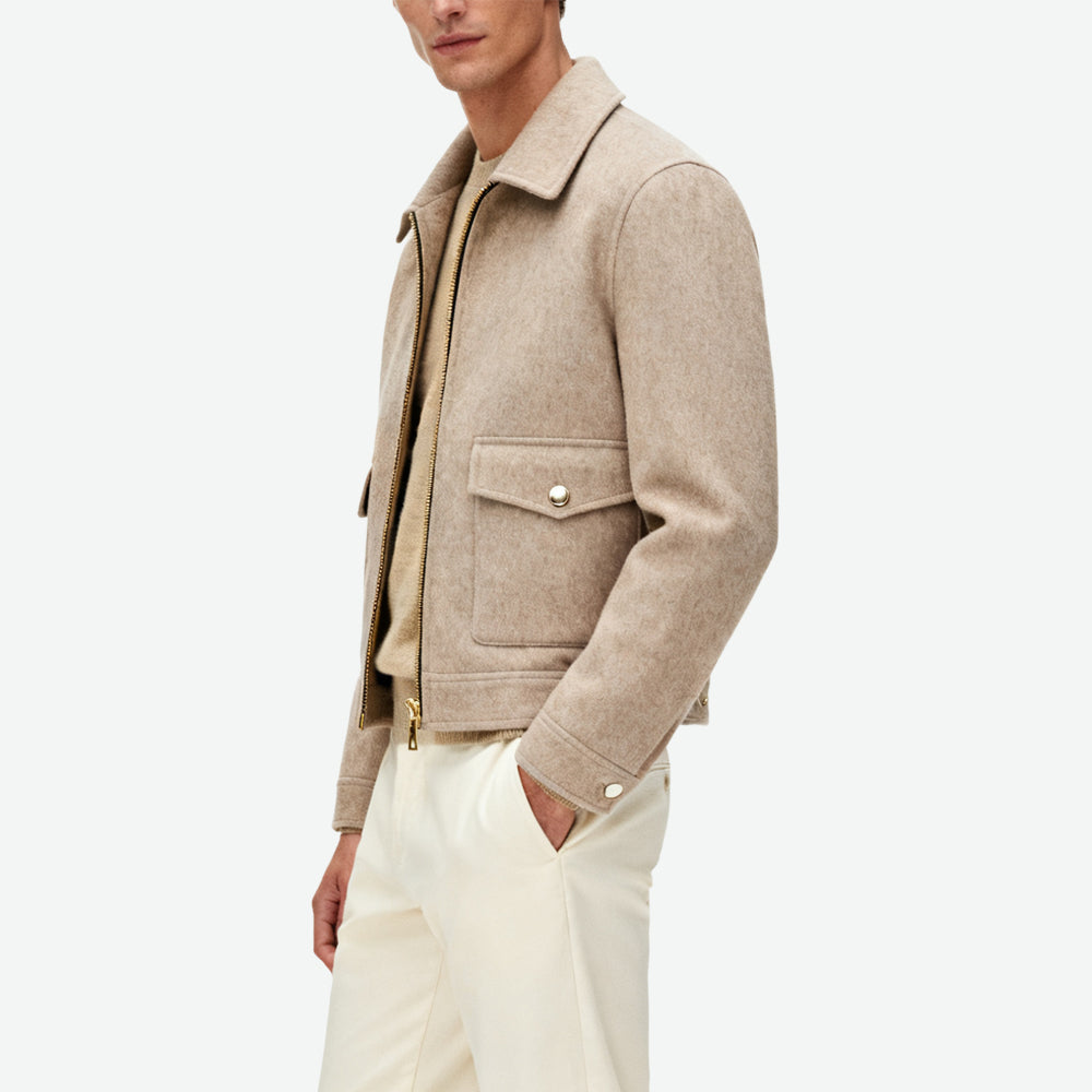 Metal-Button Pocket Lapel Men's Light Luxury Fashionable Outerwear