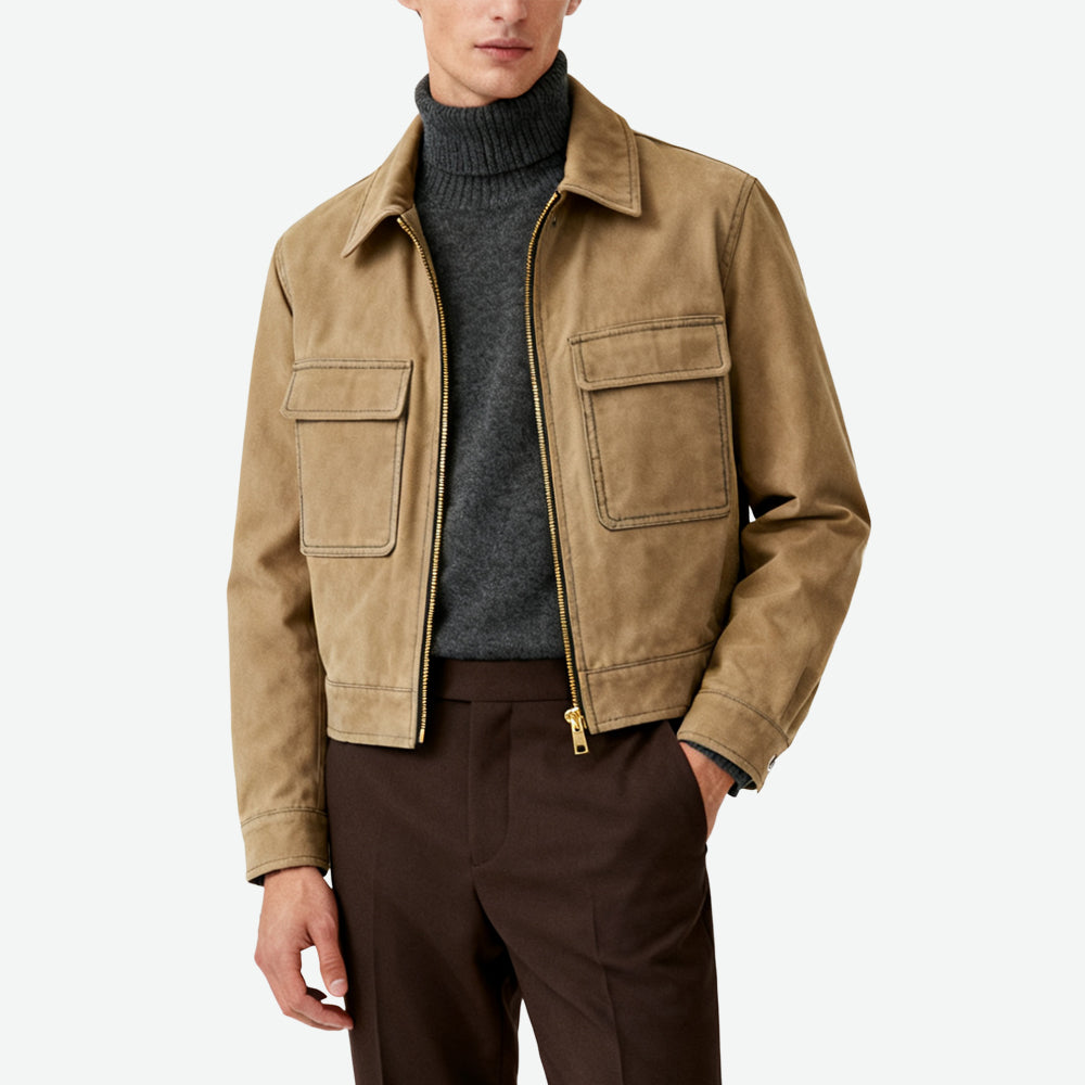Utility-Style Multi-Pocket Men's Retro Fashionable Outerwear