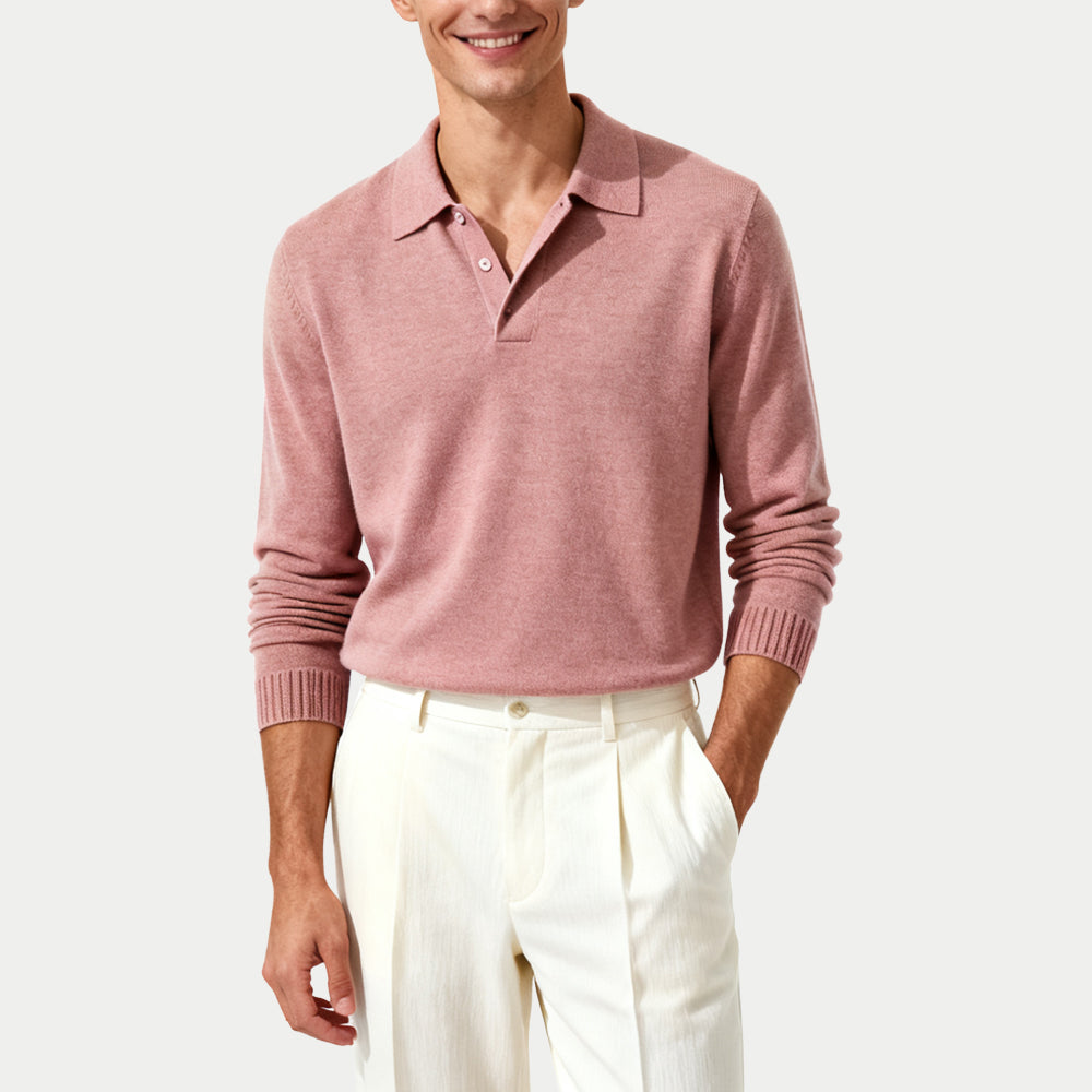 Simple Slim Fit Men's Polo Collar Sweater