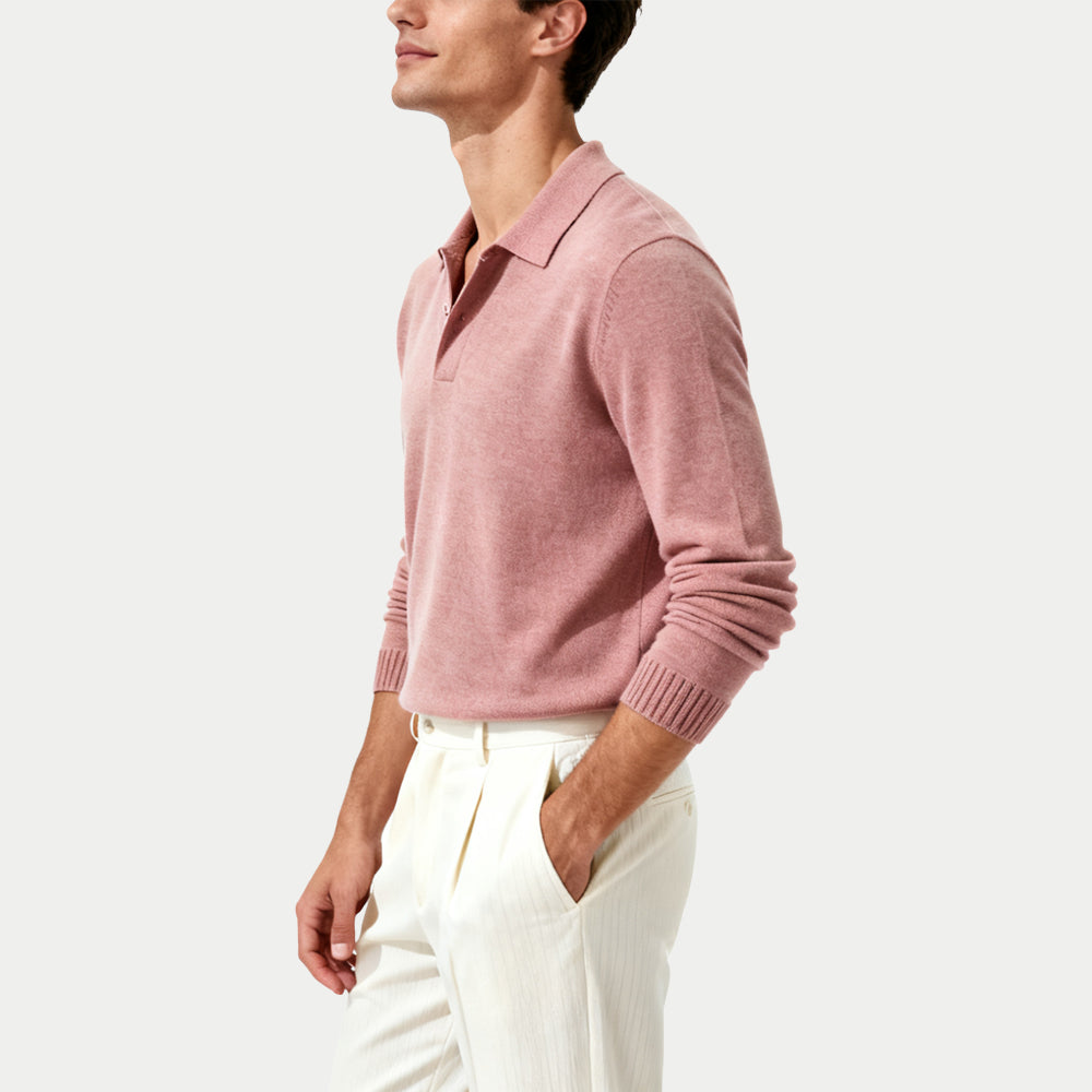 Simple Slim Fit Men's Polo Collar Sweater