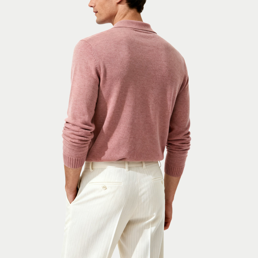 Simple Slim Fit Men's Polo Collar Sweater