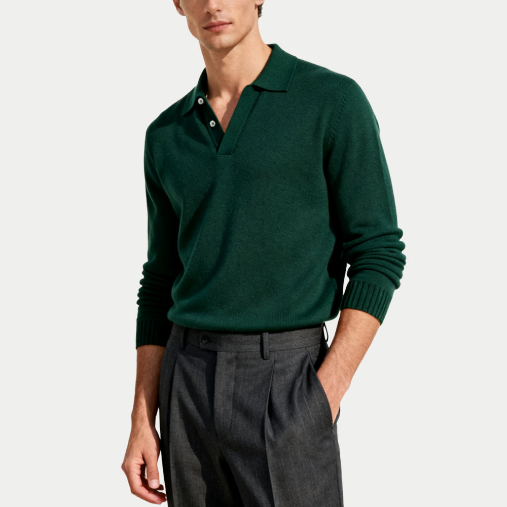 Solid Casual Men's Polo Collar Sweater