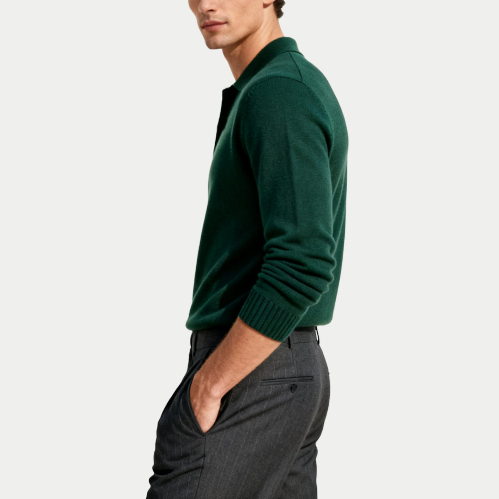 Solid Casual Men's Polo Collar Sweater
