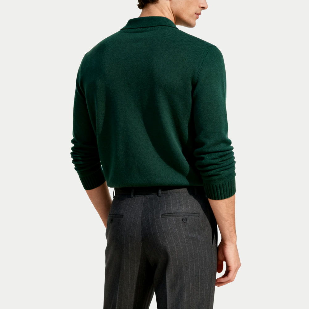 Solid Casual Men's Polo Collar Sweater