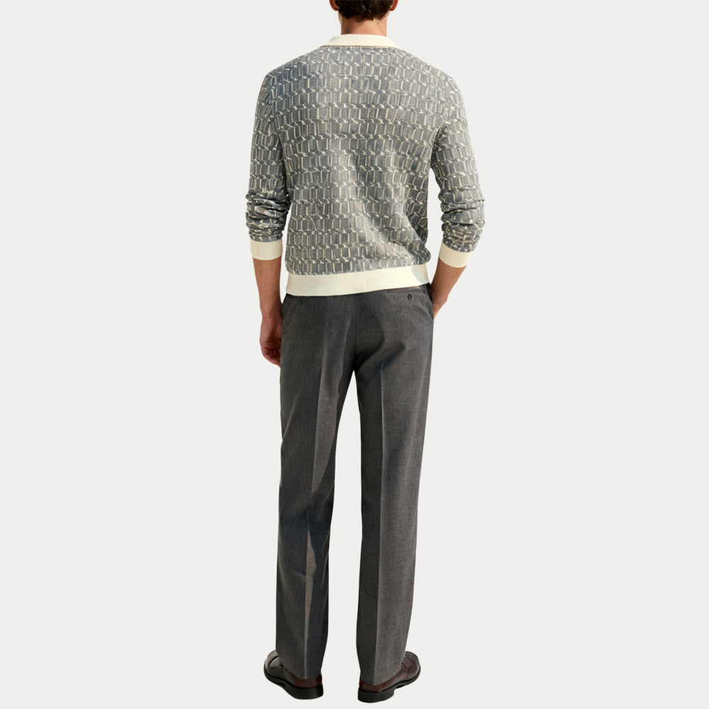 Jacquard Retro Men's Polo Collar Sweater
