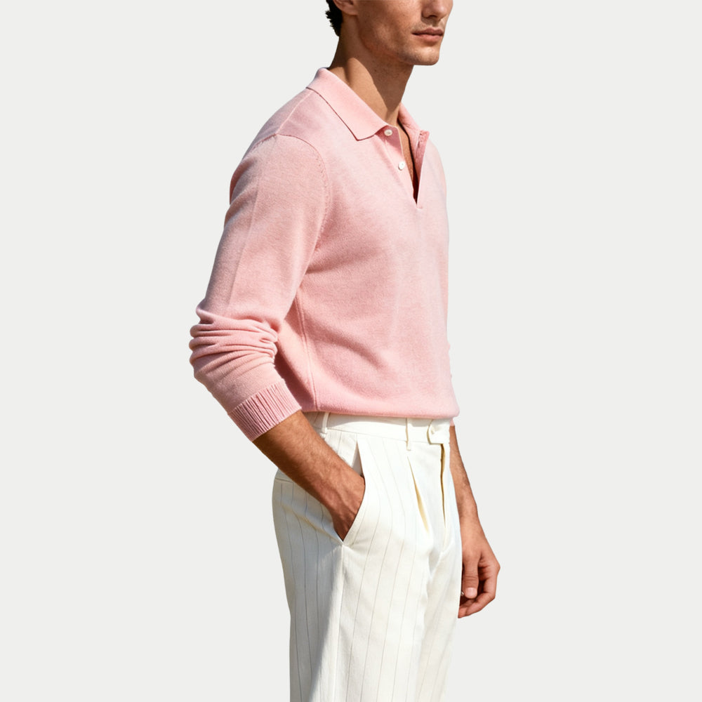 Fresh And Stylish Solid Men's Polo Collar Sweater