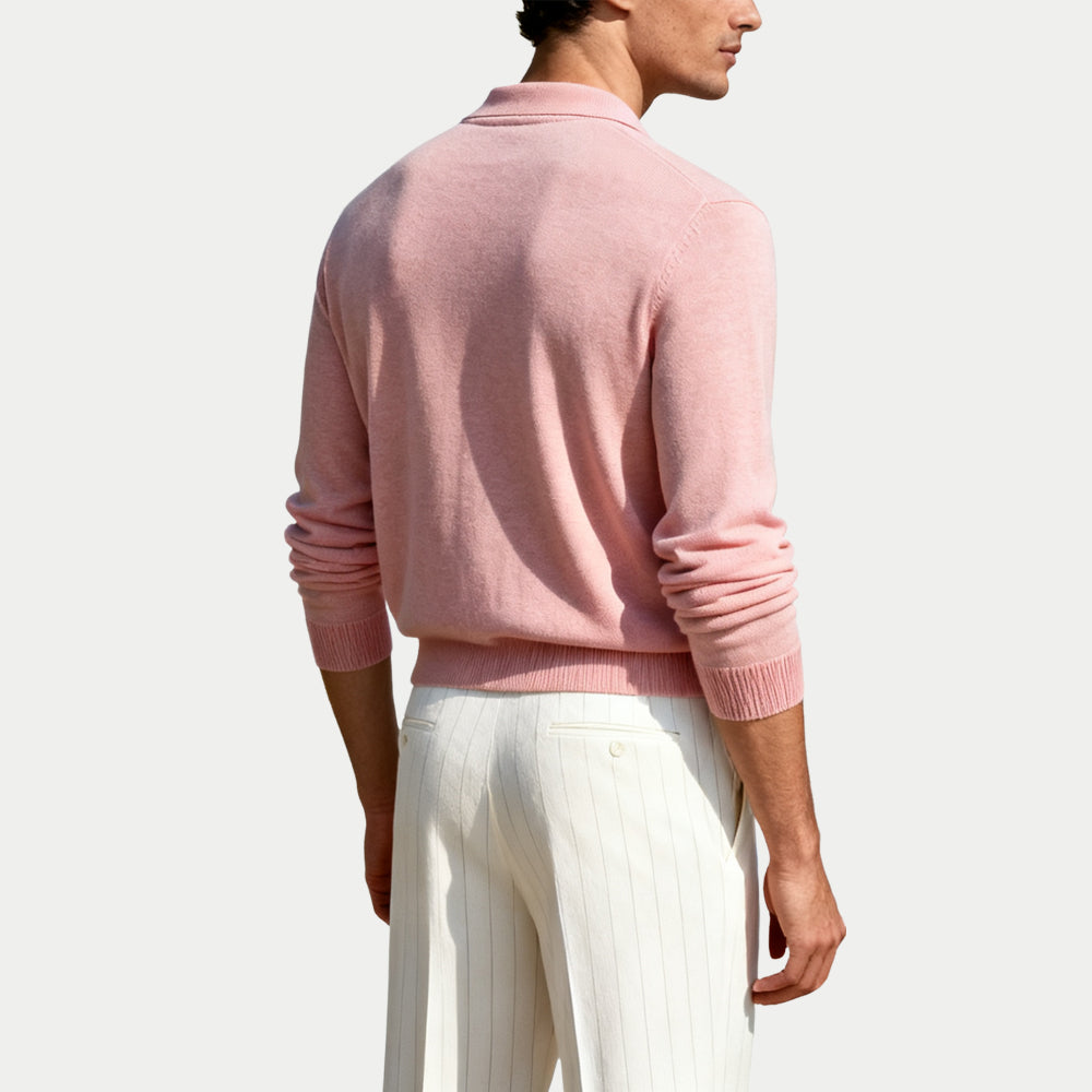 Fresh And Stylish Solid Men's Polo Collar Sweater