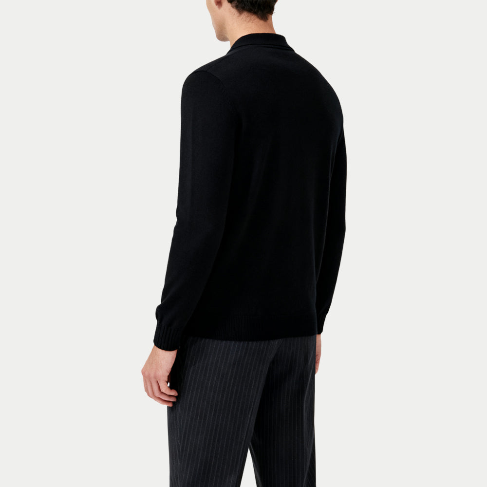 Fashionable Striped Men's Polo Collar Sweater
