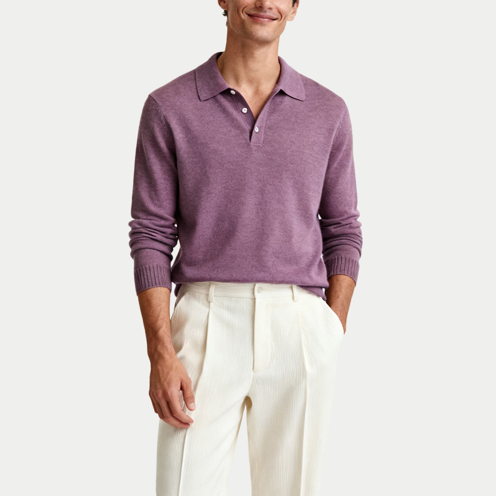 Solid Simple Men's Polo Collar Sweater