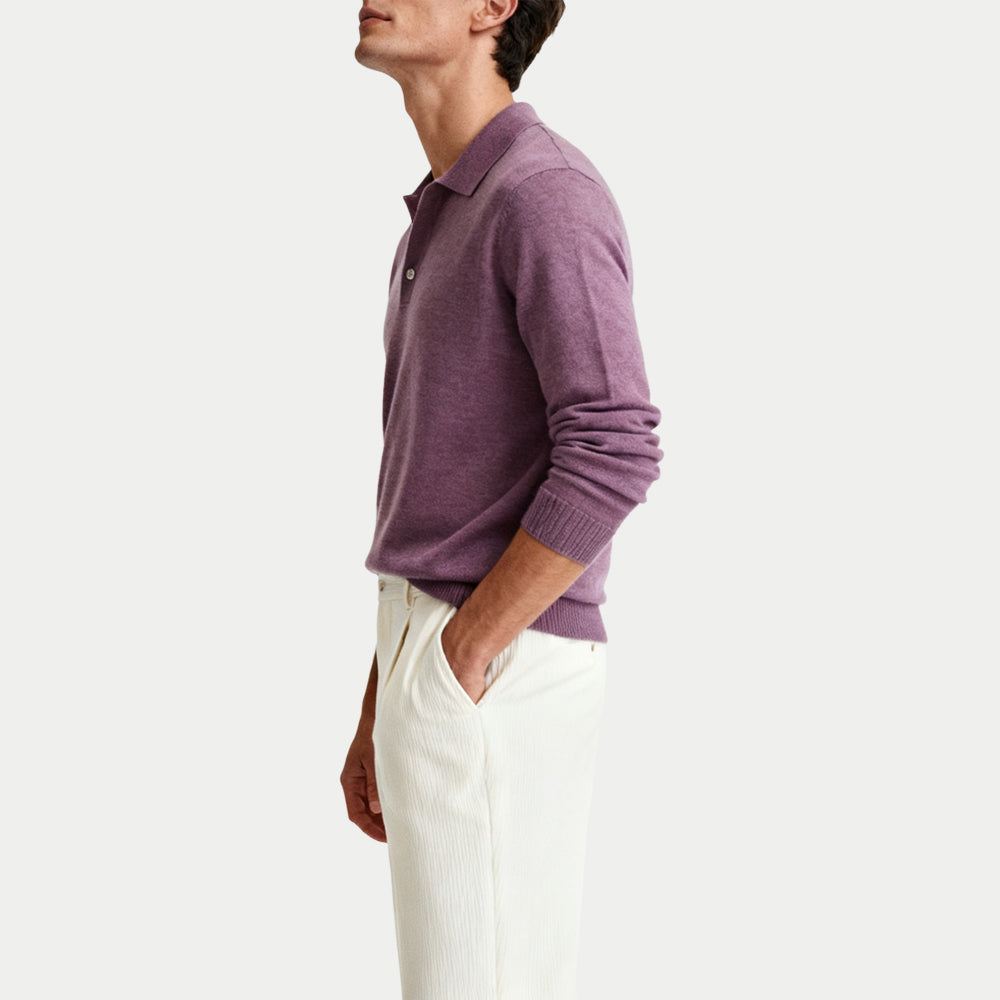 Solid Simple Men's Polo Collar Sweater