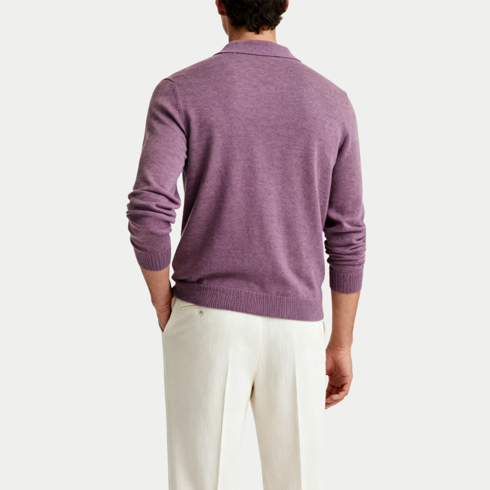 Solid Simple Men's Polo Collar Sweater