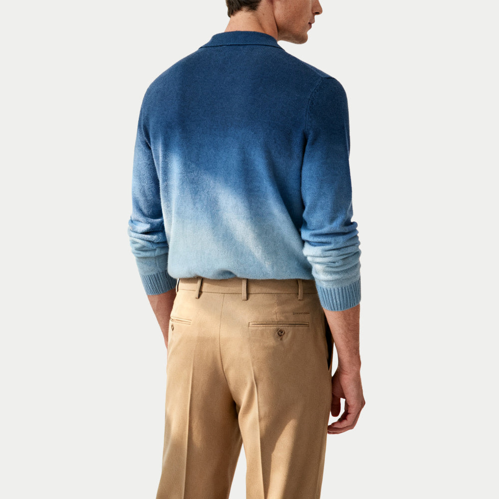 Fashionable Gradient Men's Polo Collar Sweaters