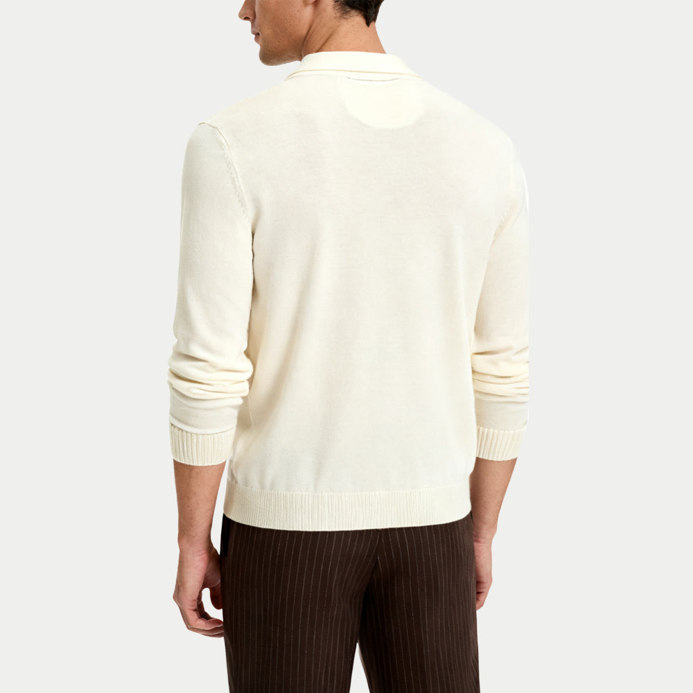 Striped Patchwork Men's Polo Collar Sweater