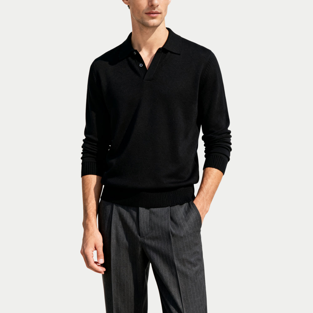 Simple Business Men's Polo Collar Sweater