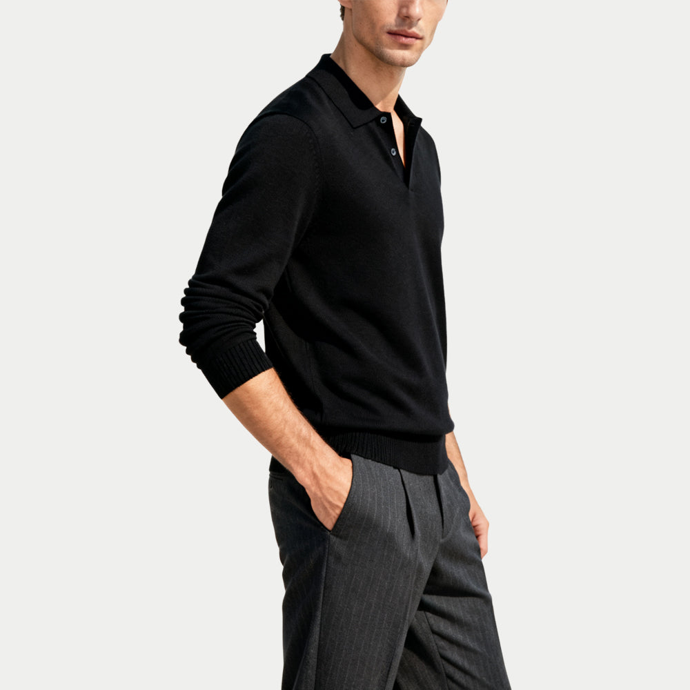 Simple Business Men's Polo Collar Sweater