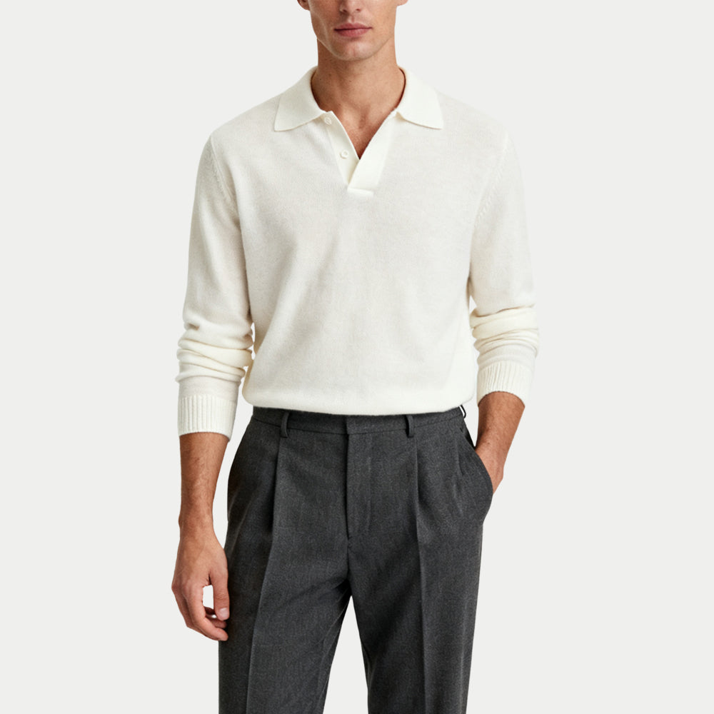 Comfort Solid Simple Men's Polo Collar Sweater