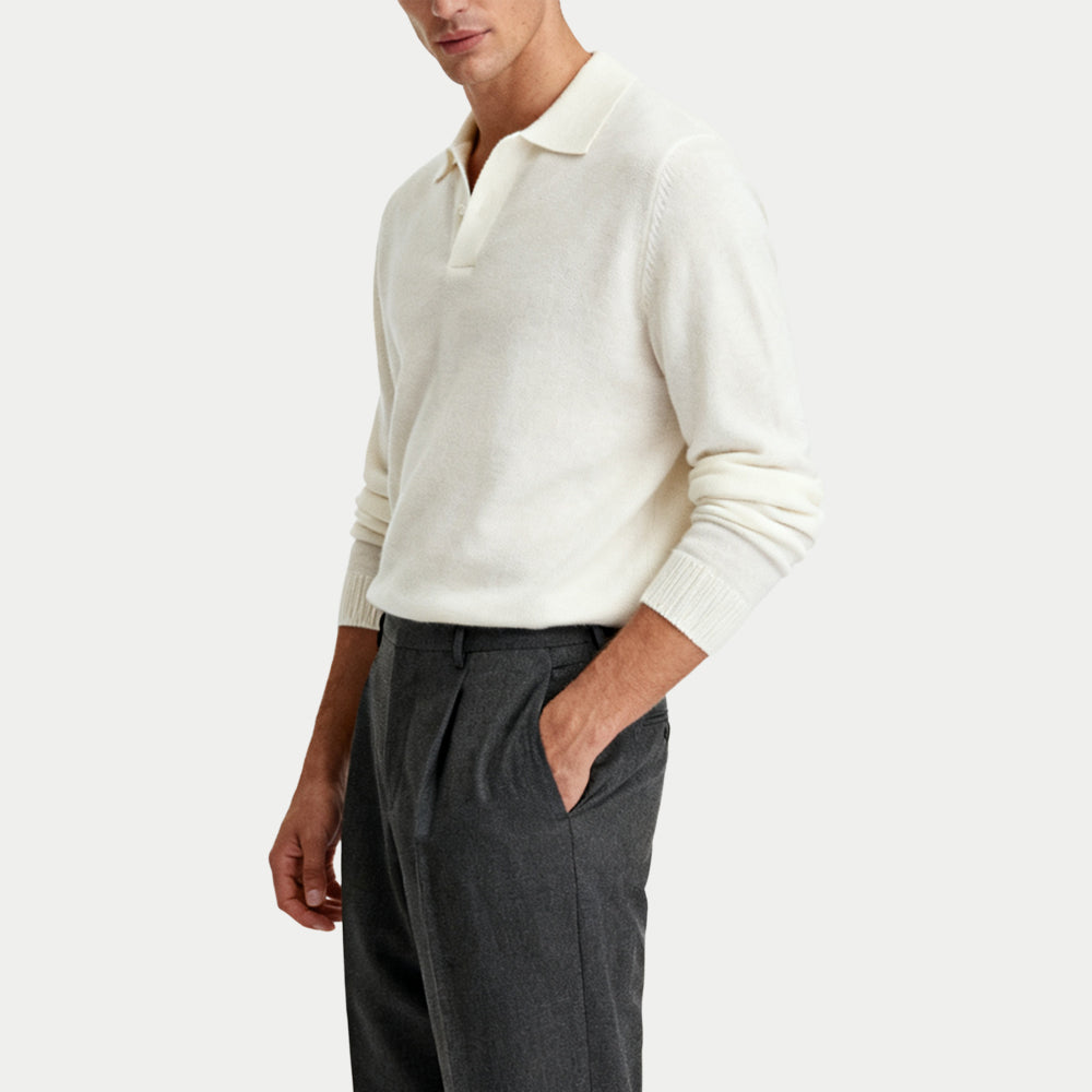 Comfort Solid Simple Men's Polo Collar Sweater