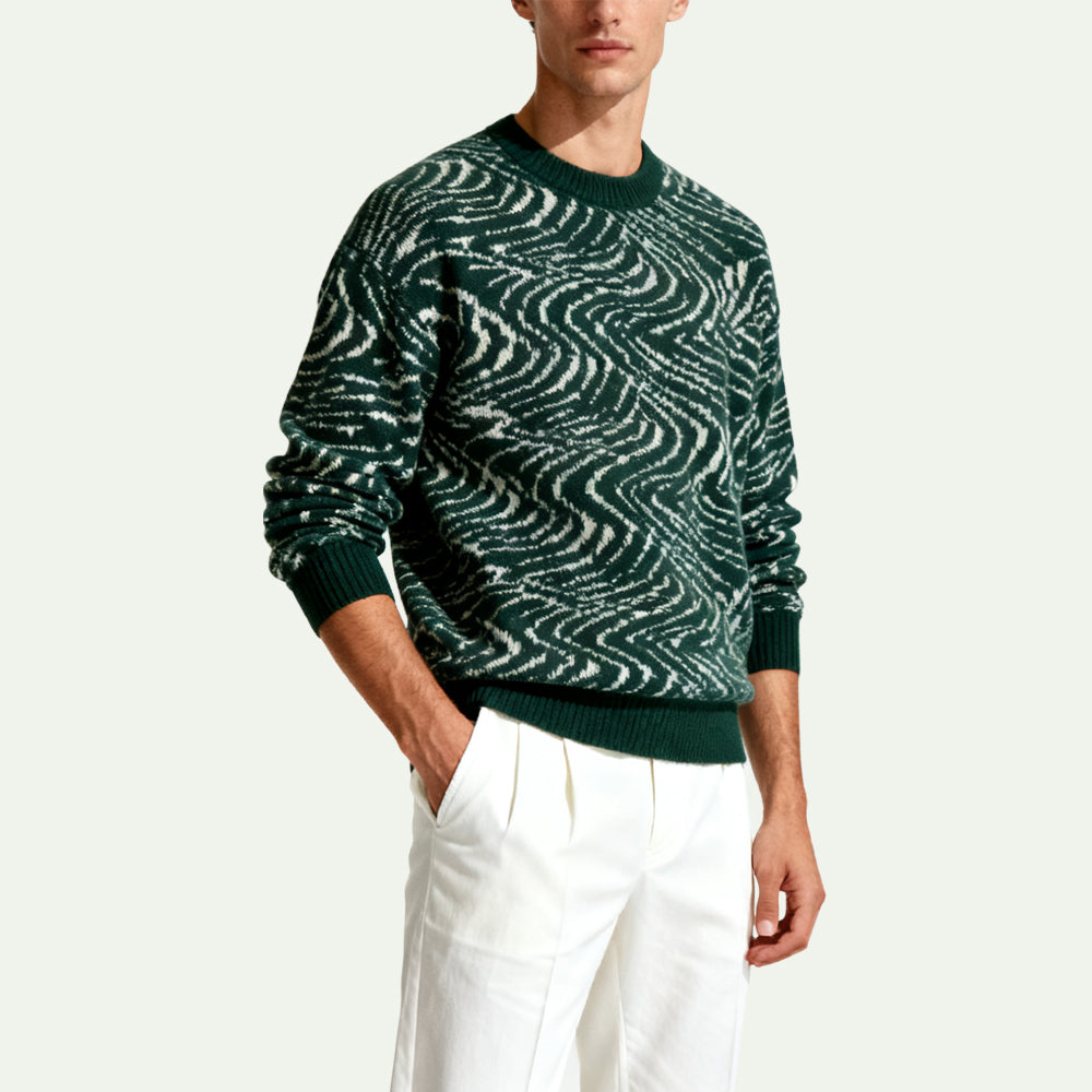 Wave Textured Men's Pullover Sweater