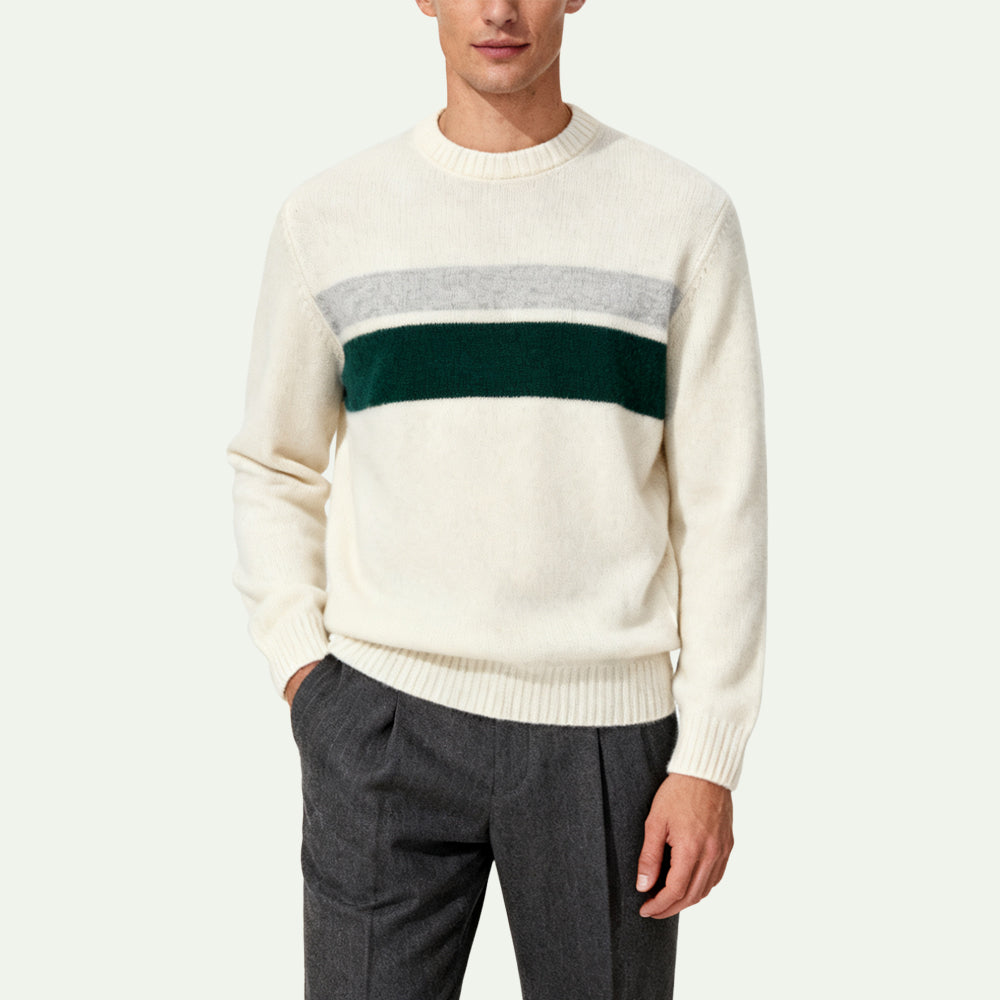 Striped Panel Men's Pullover Sweater