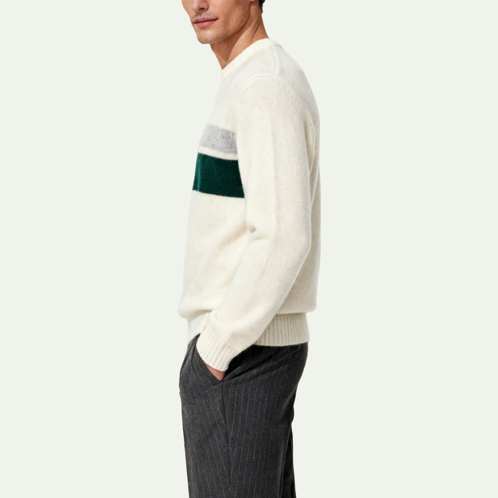 Striped Panel Men's Pullover Sweater