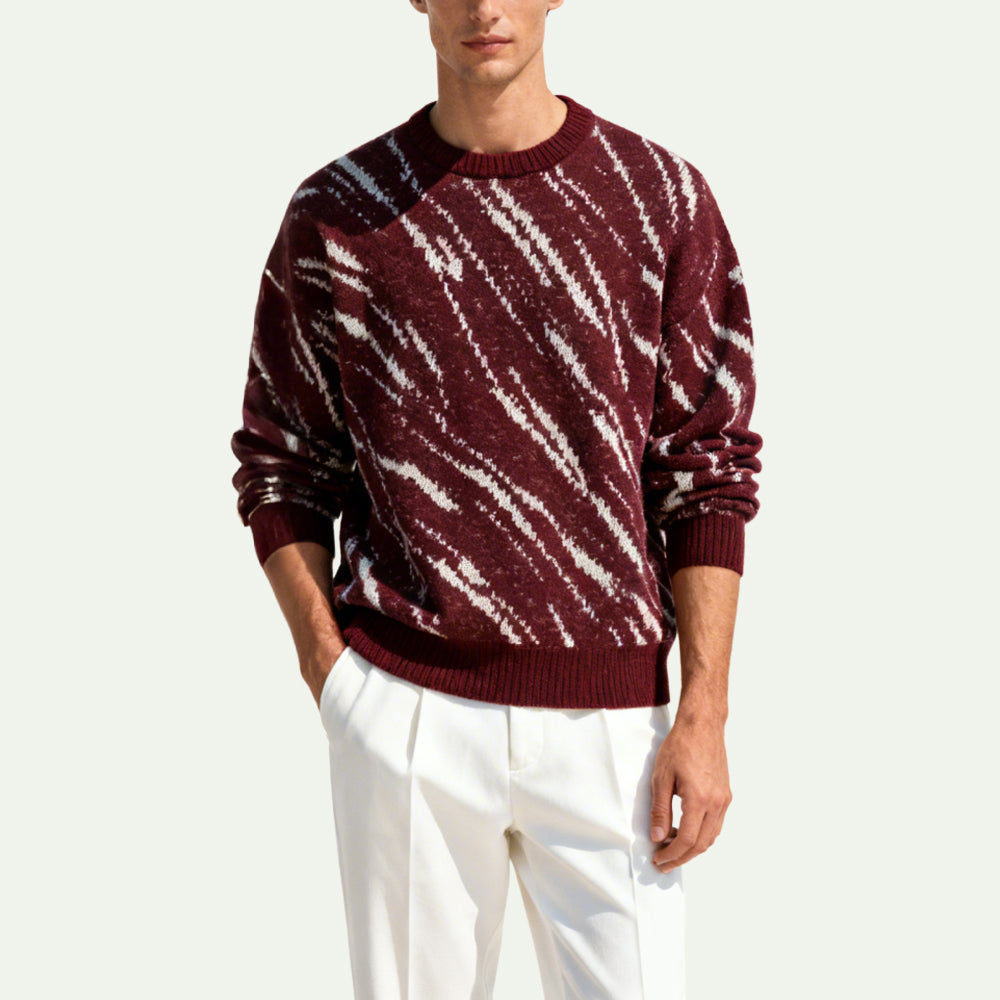 Retro Textured Men's Pullover Sweater