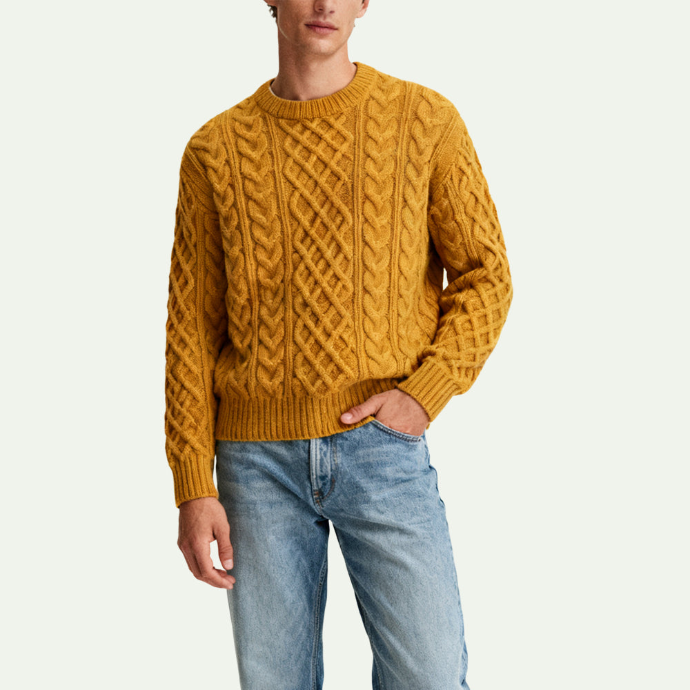 Retro Textured Everyday Men's Pullover Sweater
