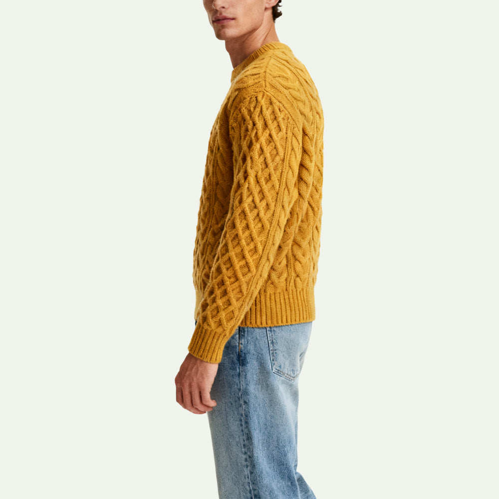 Retro Textured Everyday Men's Pullover Sweater