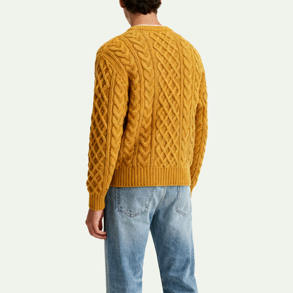Retro Textured Everyday Men's Pullover Sweater