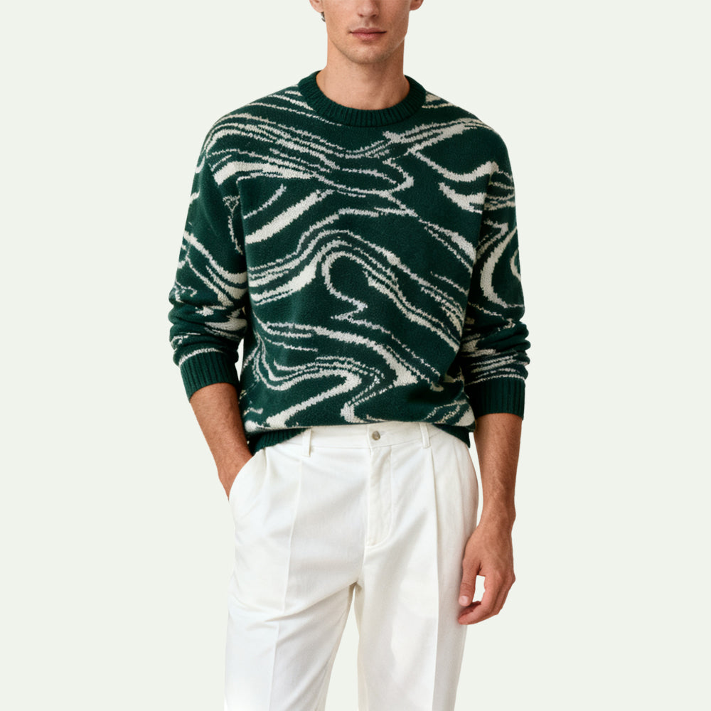 Wave Texture Men's Pullover Sweater