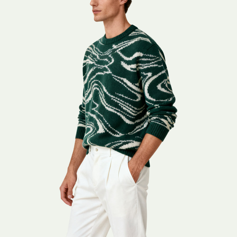 Wave Texture Men's Pullover Sweater
