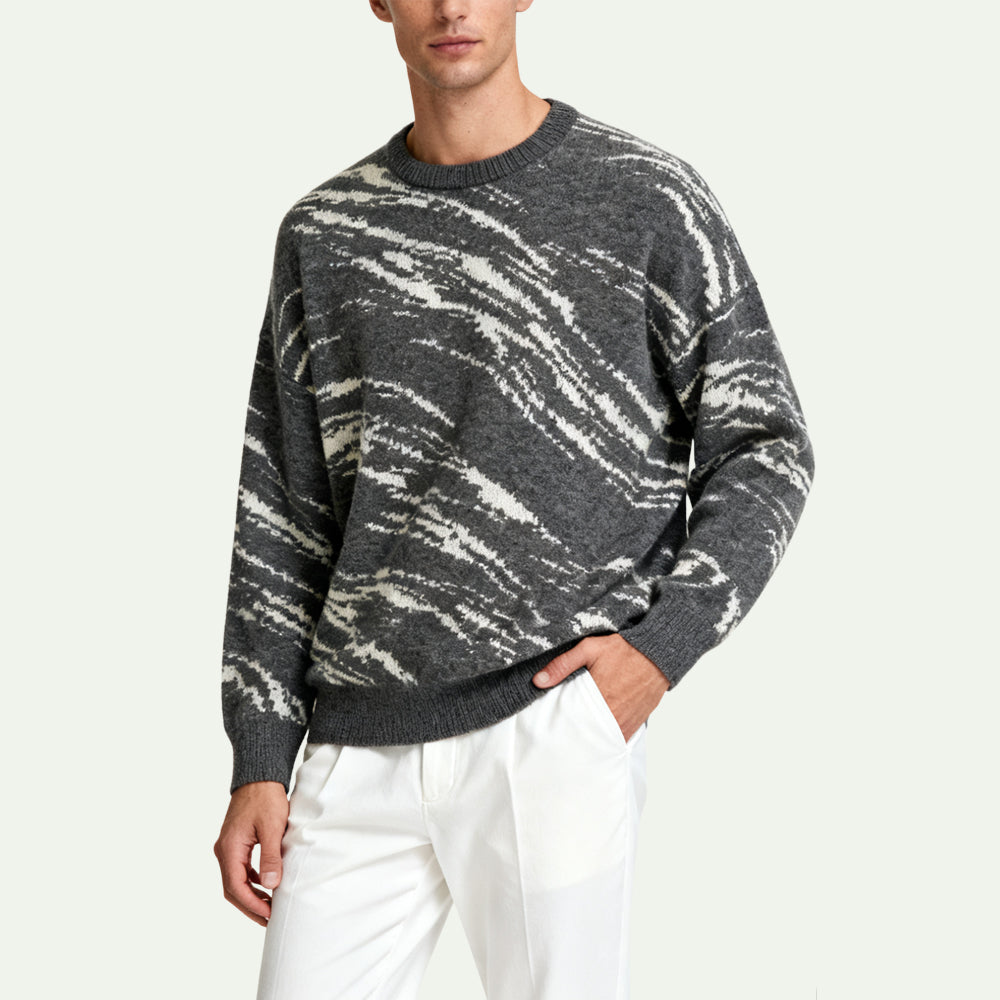 Layered Textured Men's Pullover Sweater