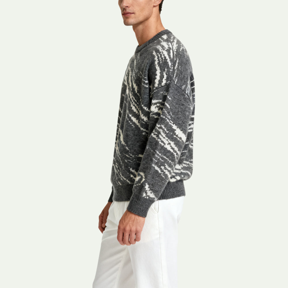 Layered Textured Men's Pullover Sweater