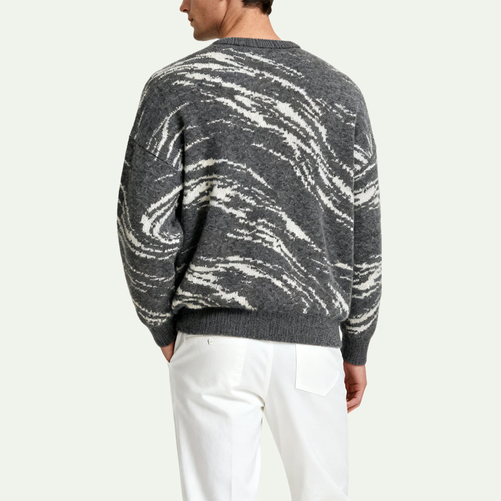 Layered Textured Men's Pullover Sweater