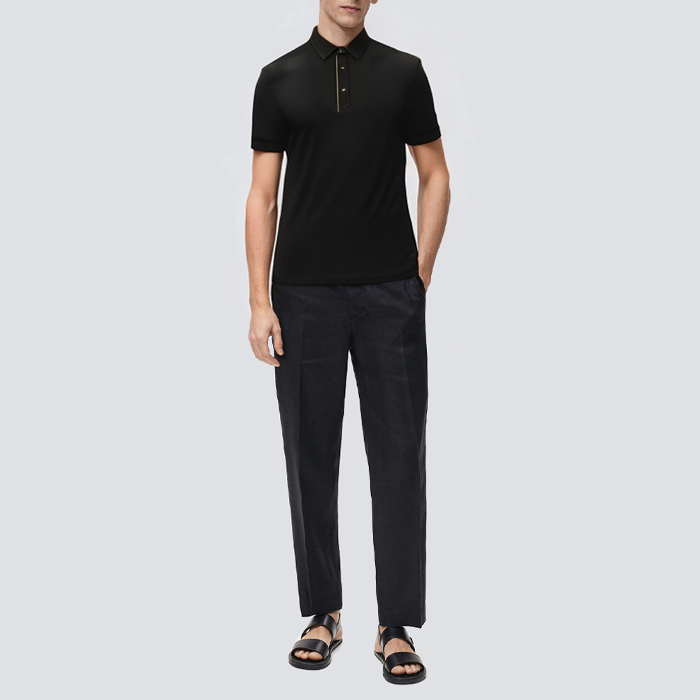 High quality black slim fit men's polo shirt