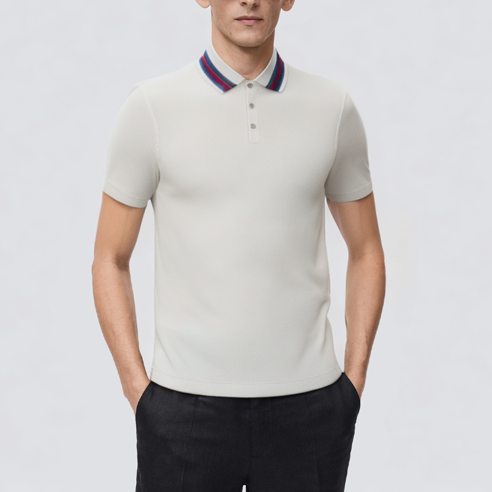 White loose short-sleeved men's polo shirt