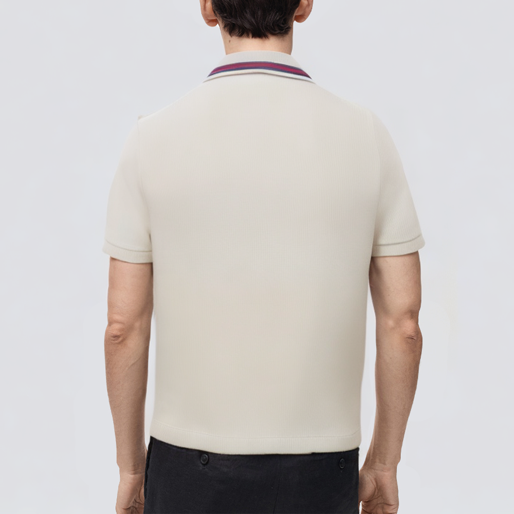 White loose short-sleeved men's polo shirt