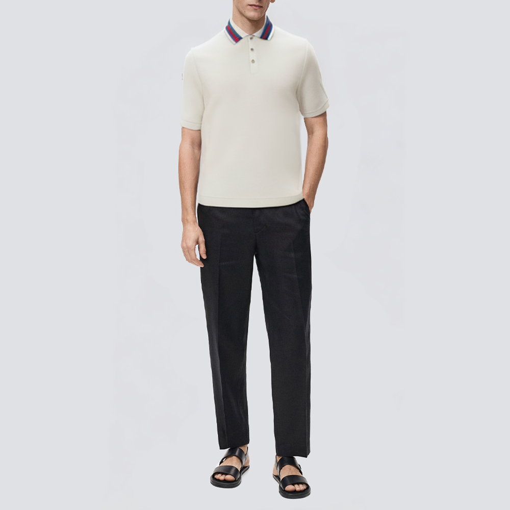 White loose short-sleeved men's polo shirt