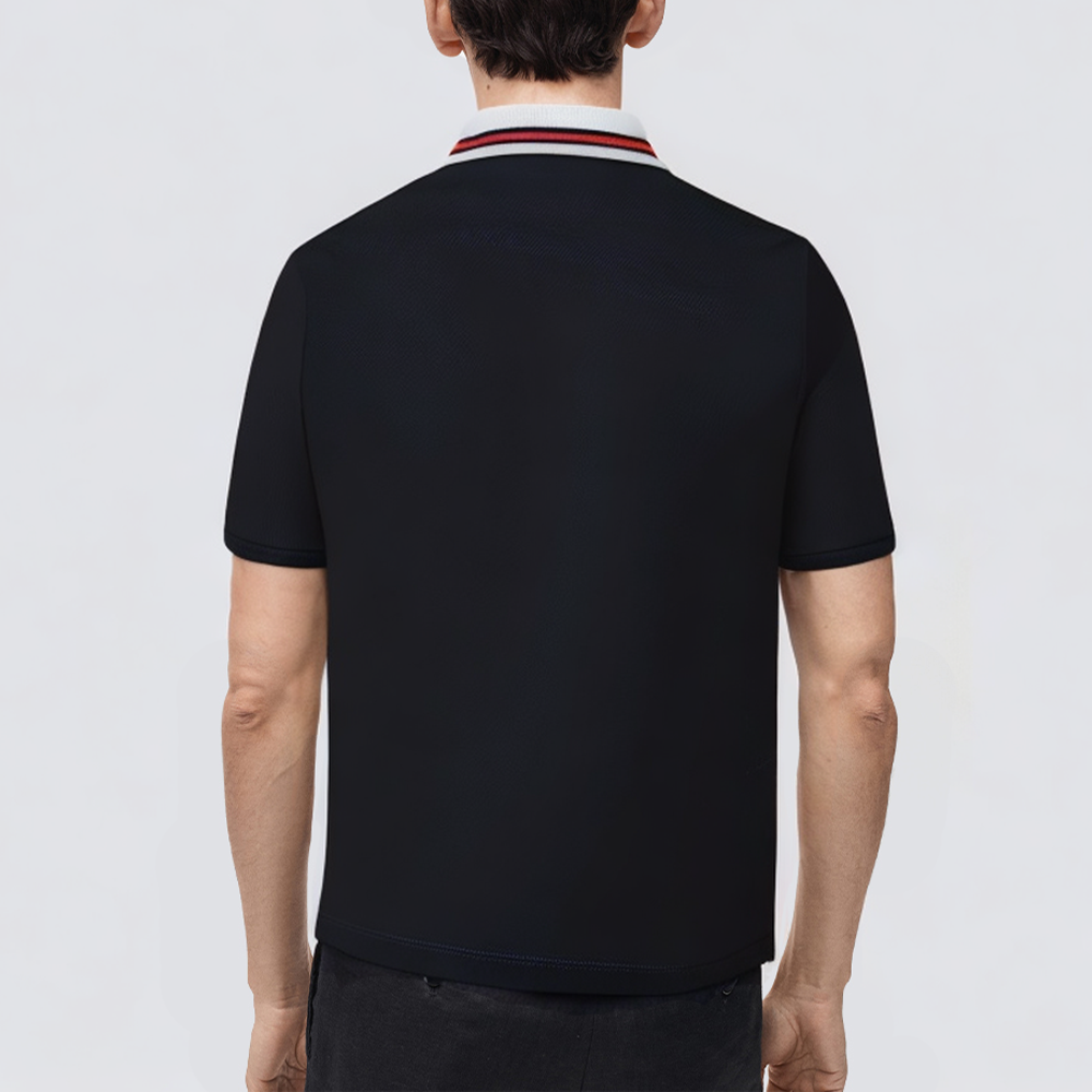 Black loose breathable men's polo shirt