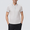 White cotton slim fit men's short-sleeved polo shirt