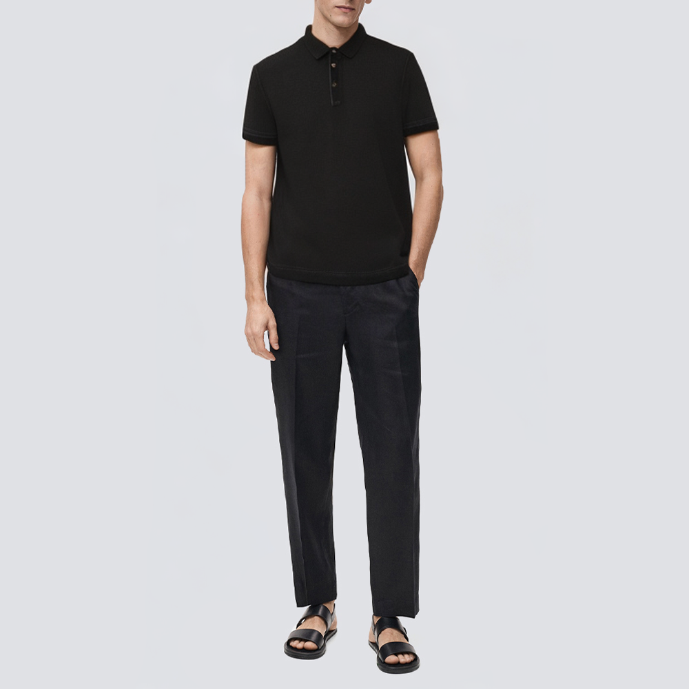 Ribbed knitted slim fit short sleeve men's polo shirt