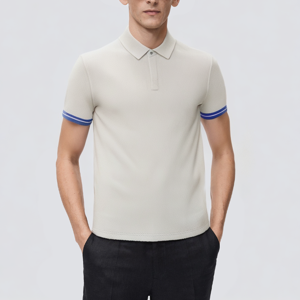 White breathable short-sleeved men's polo shirt