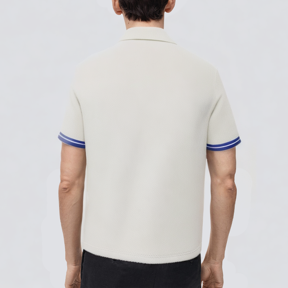 White breathable short-sleeved men's polo shirt