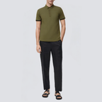 Ribbed knitted breathable short-sleeved men's polo shirt