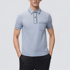 Men's short-sleeved polo shirt with contrast piping