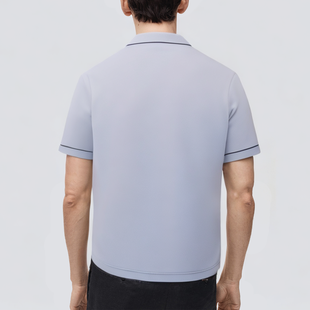Men's short-sleeved polo shirt with contrast piping