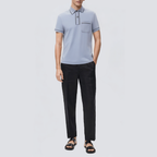 Men's short-sleeved polo shirt with contrast piping