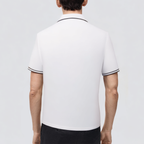 Men's embroidered striped short-sleeved polo shirt