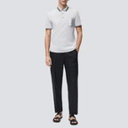 White cotton men's polo shirt with chest pocket