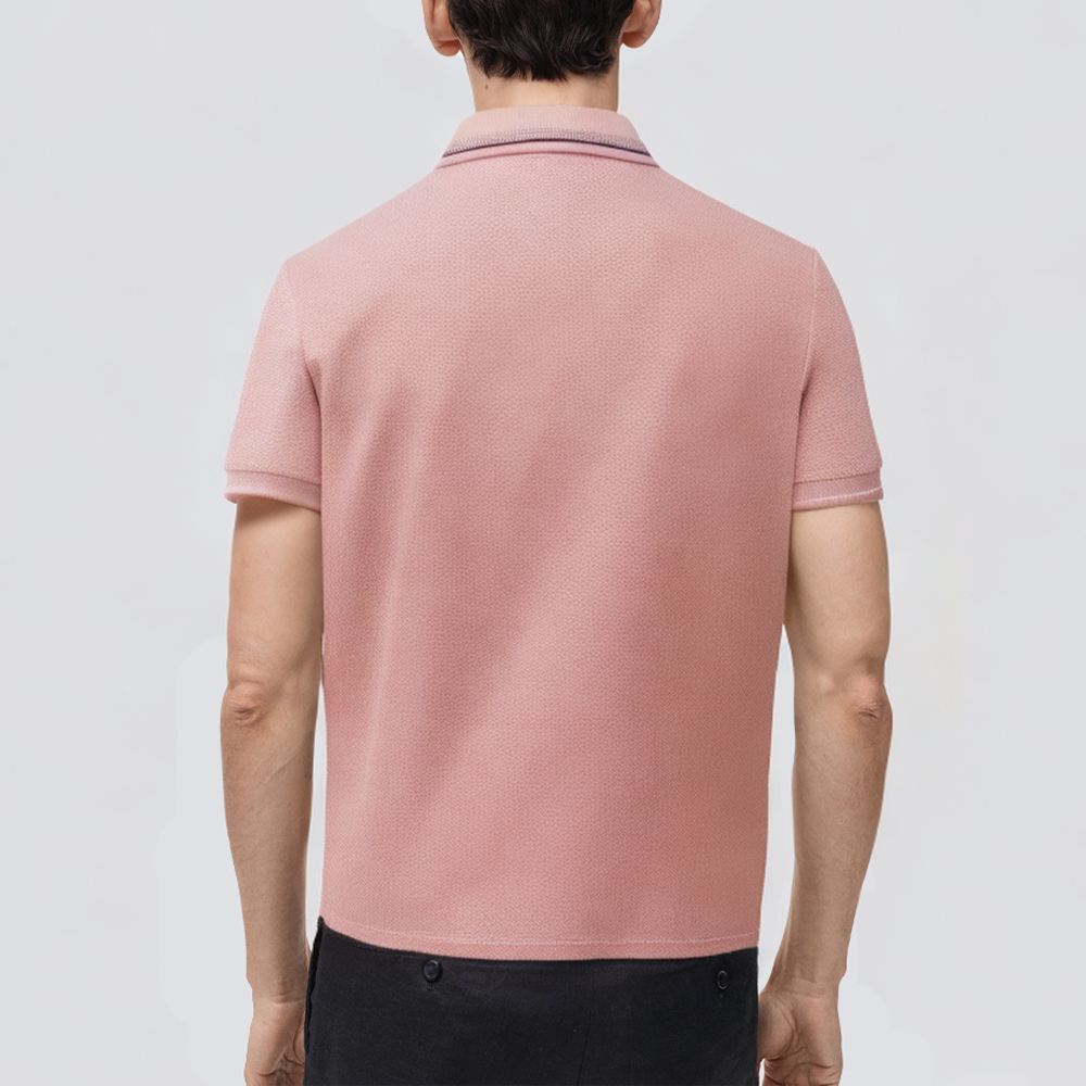 Pink breathable slim fit men's polo shirt